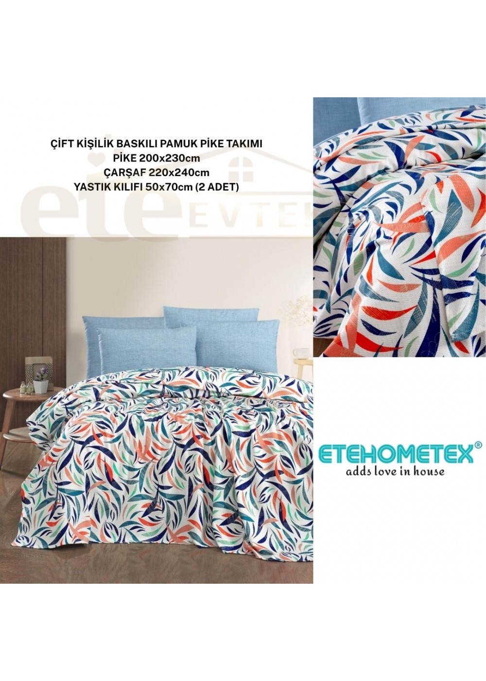 ETEHOMETEX ÇİFT KİŞİLİK BASKILI PAMUK PİKE TAKIMI GÖKKUŞAĞI V1 8696474231923 ETEHOMETEX ÇİFT KİŞİLİK BASKILI PAMUK PİKE TAKIMI GÖKKUŞAĞI V1 8696474231923